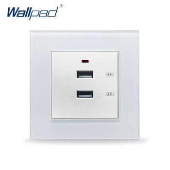 2.1A USB Socket Wallpad Crystal Glass 110V-250V USB Phone Charge Wall Outlet Panel 5V Output Dual Usb Wall Socket Quick Charger